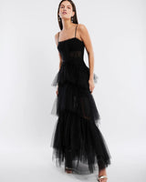 BCBGMaxAzria - Oly Tiered Ruffle Tulle Evening Gown