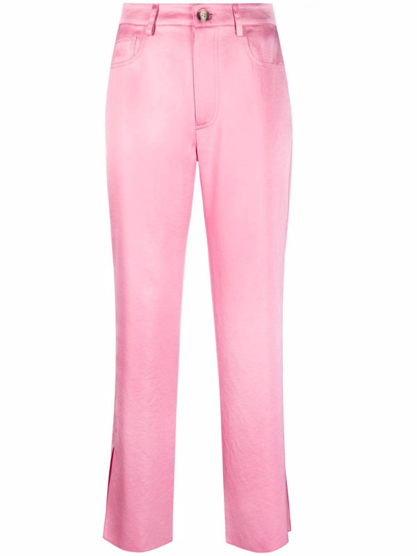 Nanushka - Vaeda Cropped Satin Flared Pants In Pink