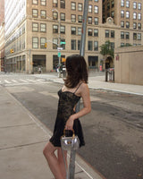 Mirror Palais - Black Rose Mini Dress