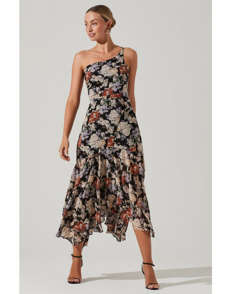 Fleur du mal one shoulder midi dress online