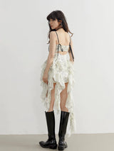 JNYLON STUDIOS - Floral Ruffle Strapless Dress