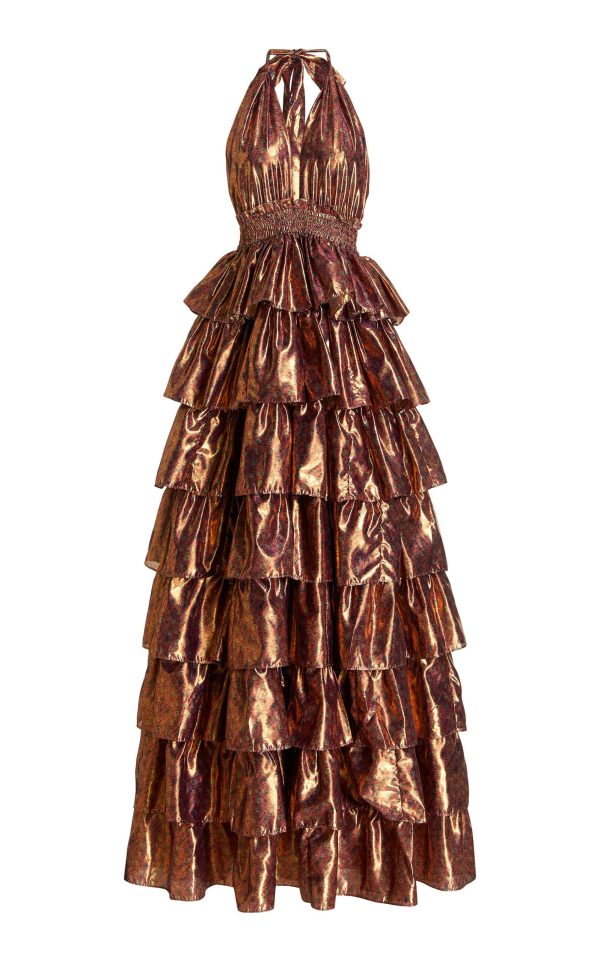 Love shack fancy gold dress outlet