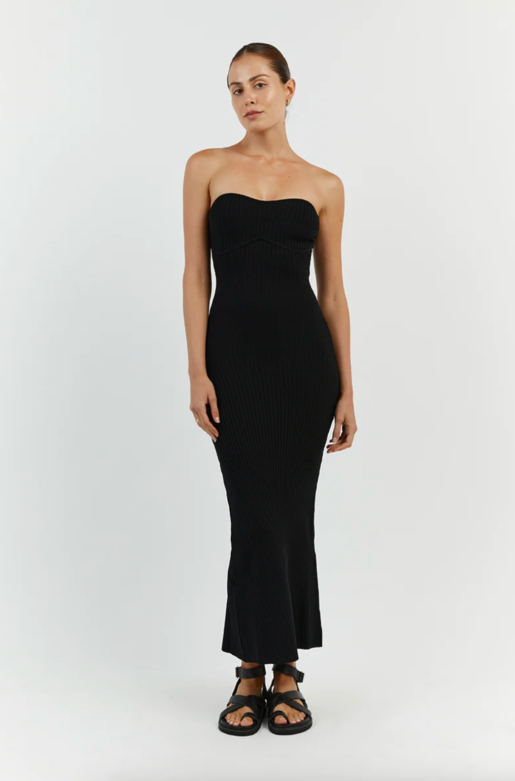 Black bandeau midi dress deals