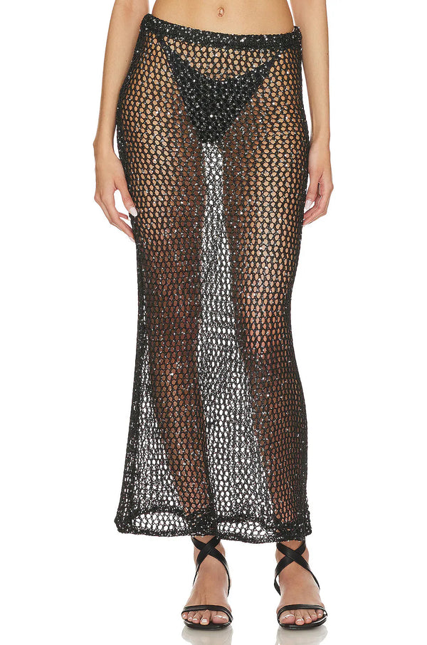 h:ours - Manu Sequin Net Maxi Skirt