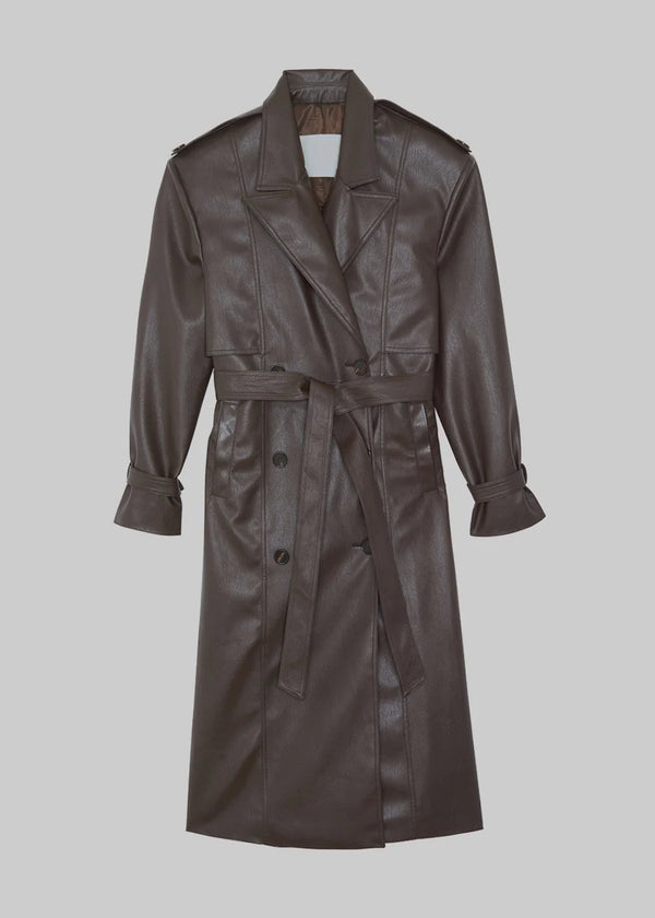 The Frankie Shop - DIANA FAUX LEATHER TRENCH COAT - JAVA