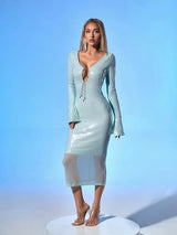 16 Arlington - Aoibhe Long Sleeve Sequin Backless Maxi Dress