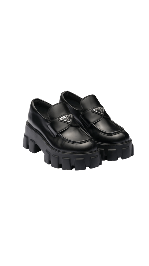 Prada - Brushed leather Monolith loafers