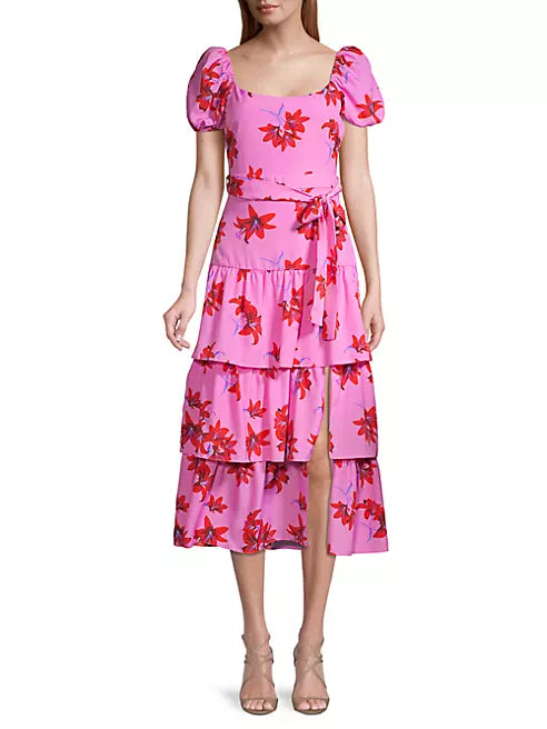 LIKELY - Lottie Puff-Sleeve Floral Midi Dress