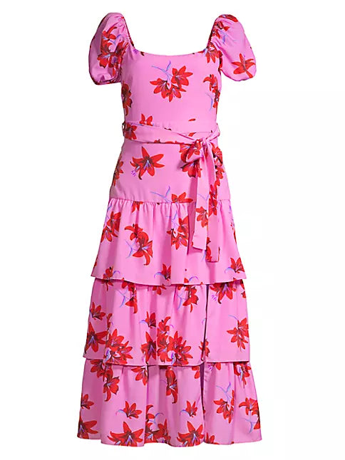 LIKELY - Lottie Puff-Sleeve Floral Midi Dress