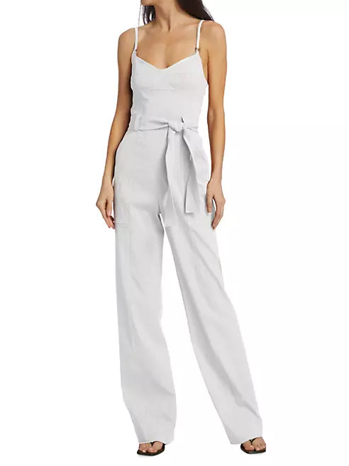 A.L.C. - Mila Linen-Blend Tie-Waist Bustier Jumpsuit