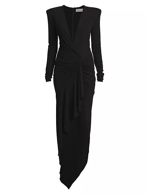 Alexandre Vauthier - Plunging V-Neck Asymmetric Maxi Dress