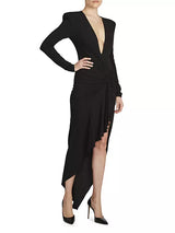 Alexandre Vauthier - Plunging V-Neck Asymmetric Maxi Dress