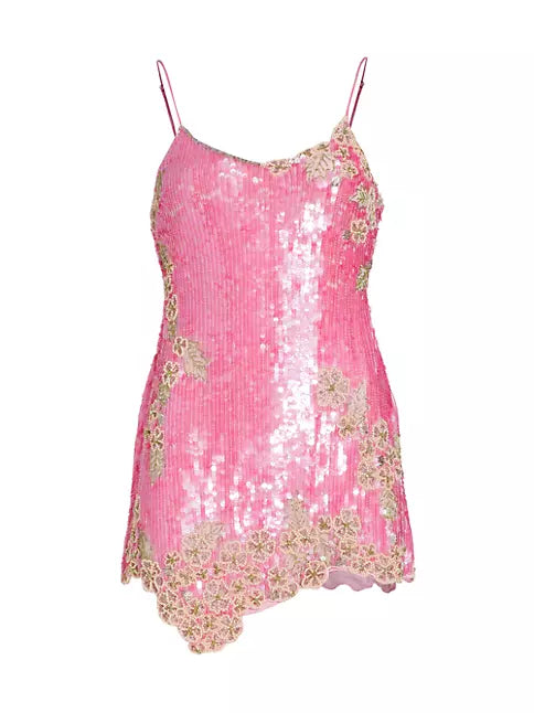 LOVESHACKFANCY - Meline Mini Dress Raspberry Sparkle