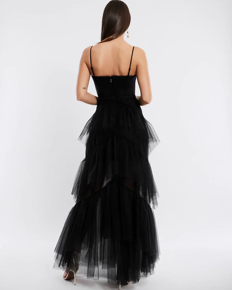 BCBGMaxAzria - Oly Tiered Ruffle Tulle Evening Gown