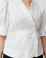 Ganni - Cotton Poplin Wrap Shirt With Short Sleeves