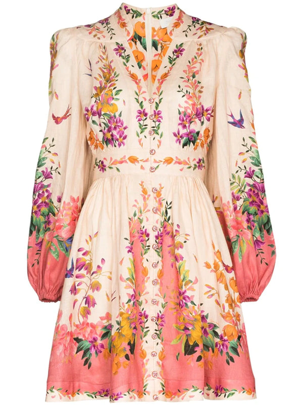 ZIMMERMANN - Tropicana Floral-print Linen Mini Dress In Cream Print
