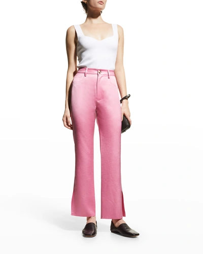 Nanushka - Vaeda Cropped Satin Flared Pants In Pink