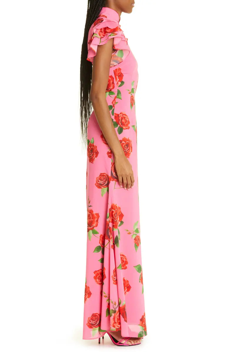 SAU LEE - Sylvie Rose Ruffle Maxi Dress