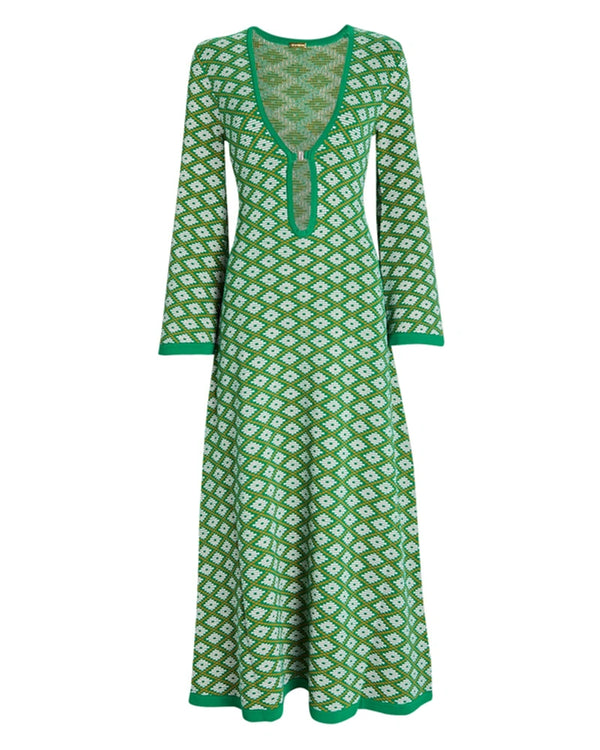 Dodo Bar Or - Lori Low Cut Midi Dress In Green