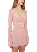 Danielle Guizio - GIOIA RIB FLARE DRESS IN PINK