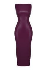 House of CB - SAHARA MERLOT VEGAN LEATHER MAXI DRESS