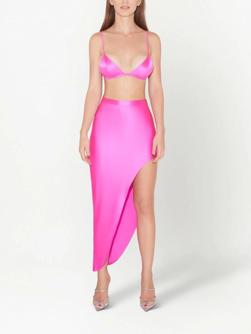 Fleur Du Mal - Hot Pink High Slit Skirt