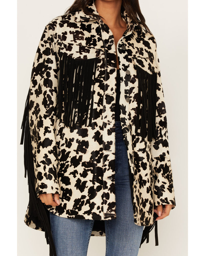 Boot Barn - Hair-On Cow Hide Fringe Shacket Jacket