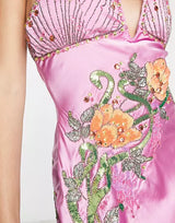 ASOS - ASOS DESIGN Bias Cut Mini Satin Dress with Floral Embellishment