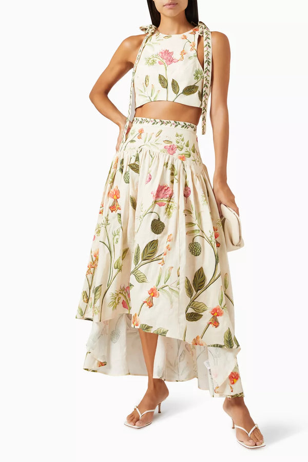 Agua Bendita - Curua Cultivo Maxi Skirt and Top in Linen Set