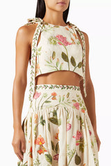 Agua Bendita - Curua Cultivo Maxi Skirt and Top in Linen Set