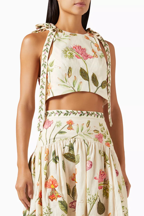Agua Bendita - Curua Cultivo Maxi Skirt and Top in Linen Set