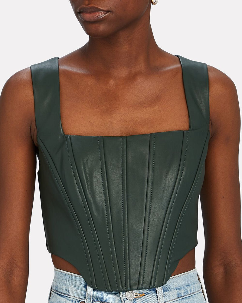 STAUD - Alice Vegan Leather Corset Top