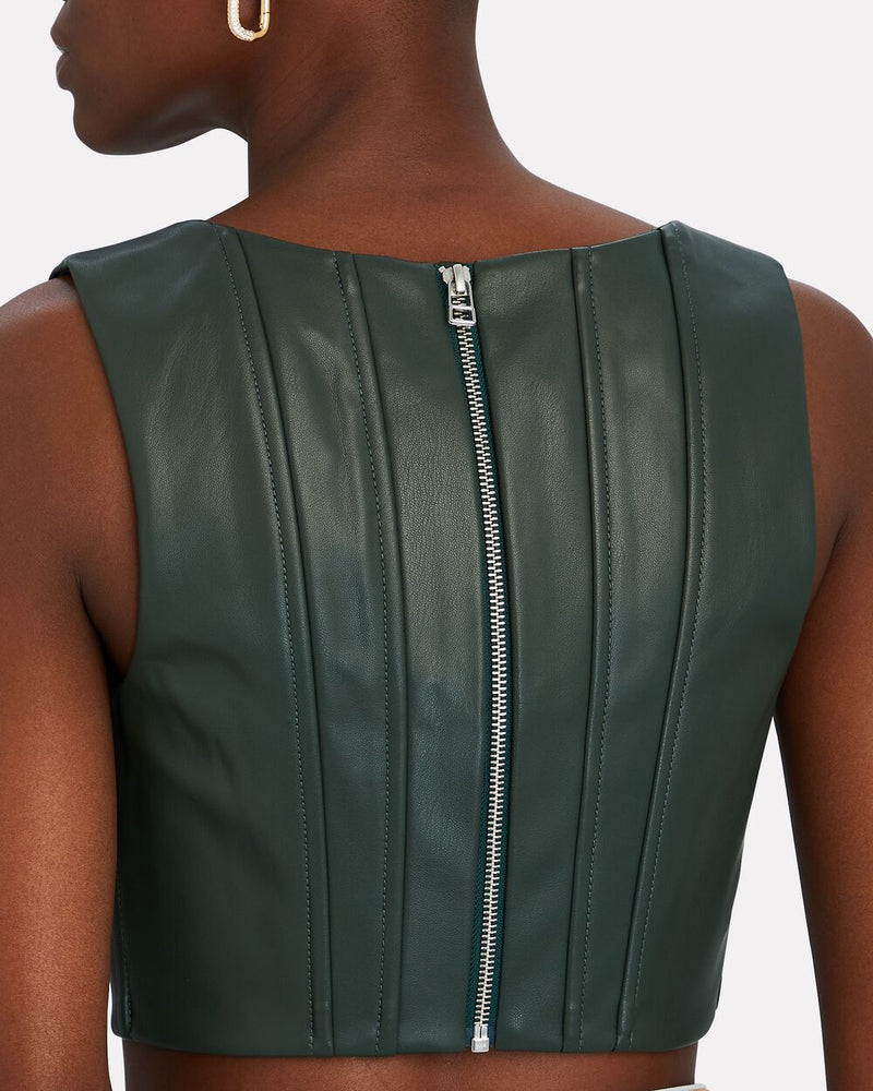 STAUD - Alice Vegan Leather Corset Top