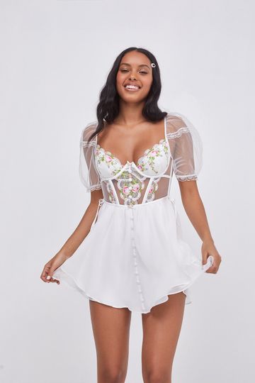 For Love & Lemons - Trellis Rose Dress in White