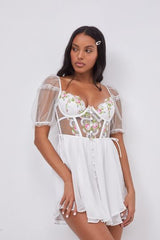 For Love & Lemons - Trellis Rose Dress in White