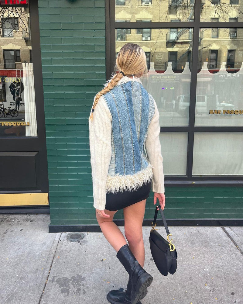 Vintage - Vintage Denim & Fur Vest