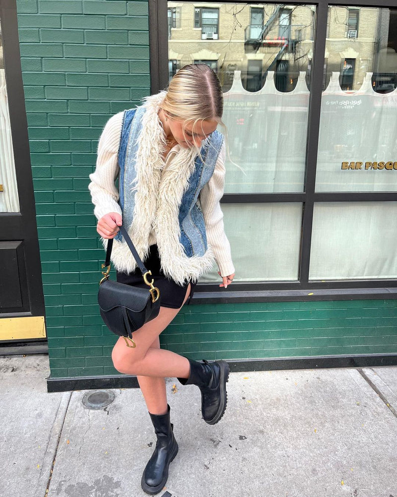 Vintage - Vintage Denim & Fur Vest