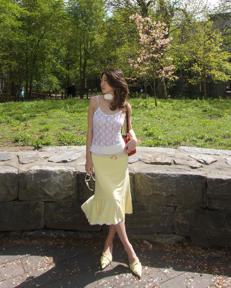 Danielle Guizio - LOW RISE DAINTY MIDI SKIRT