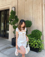 Danielle Guizio - KEYHOLE TIE BABYDOLL DRESS IN WHITE