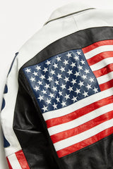 Vintage - Vintage USA Flag Leather Bomber Jacket