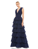 Mac Duggal - Ruffle Tiered Navy Gown