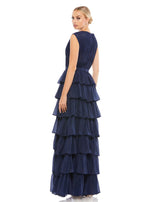 Mac Duggal - Ruffle Tiered Navy Gown