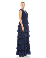 Mac Duggal - Ruffle Tiered Navy Gown