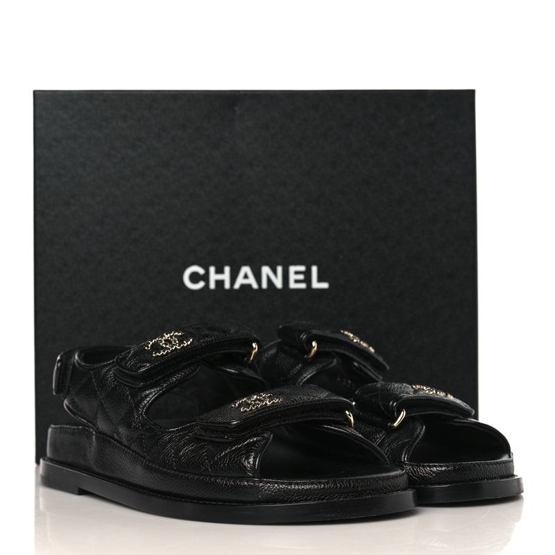 Pre-owned Chanel Dad Sandals Leather Sandal In Silver