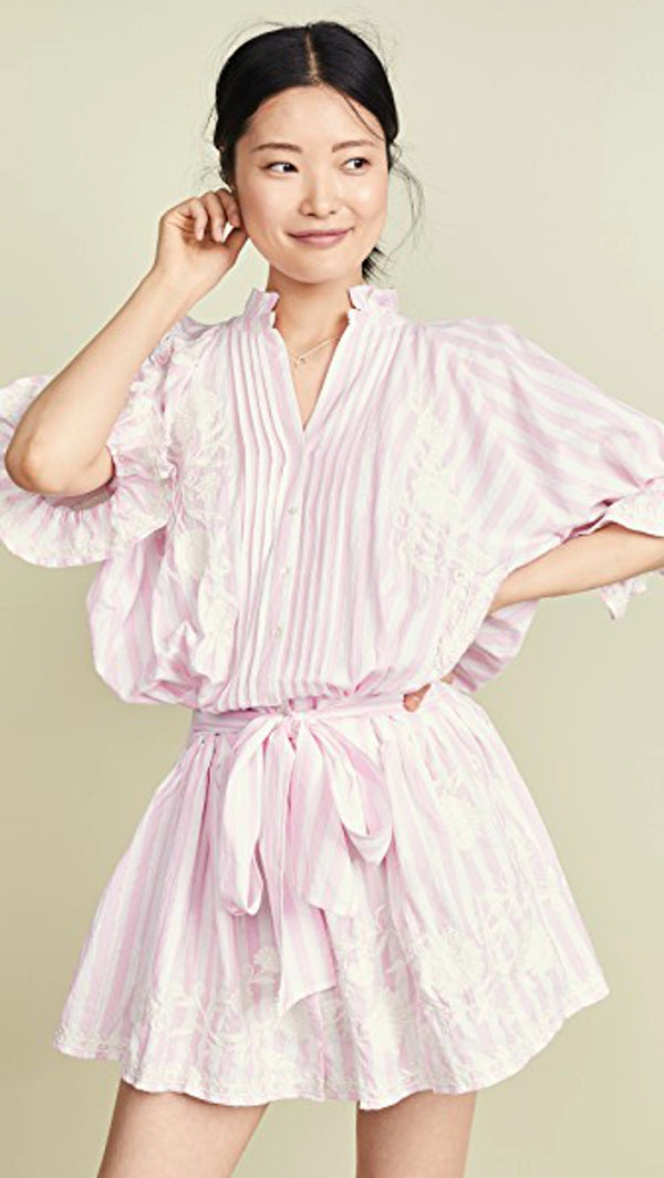 JULIET DUNN - Blouson Dress In Pink Stripe