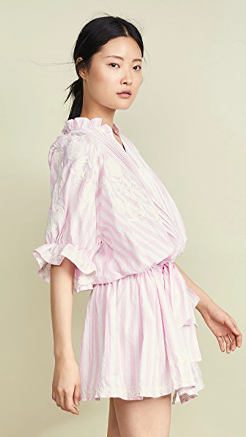 JULIET DUNN - Blouson Dress In Pink Stripe