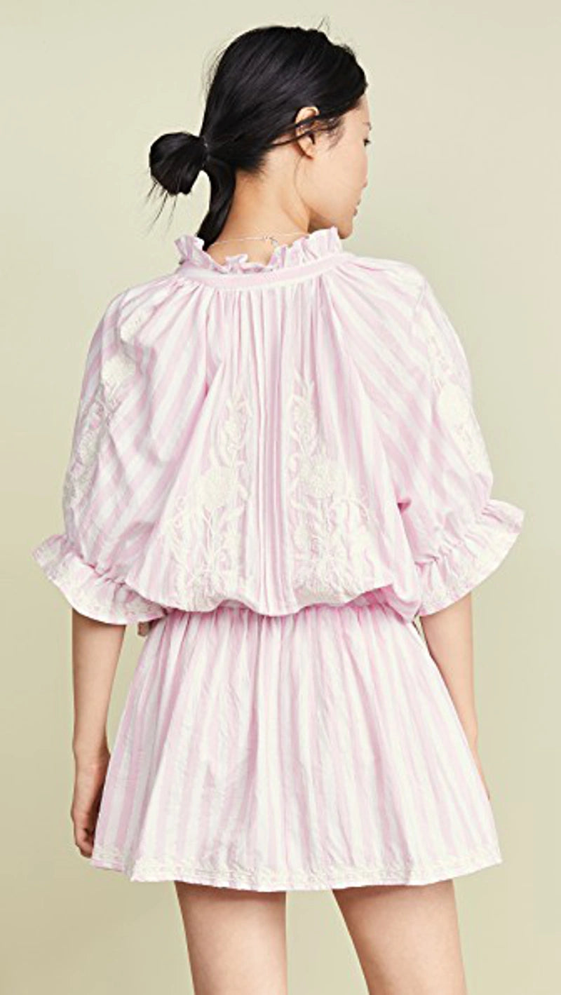 JULIET DUNN - Blouson Dress In Pink Stripe