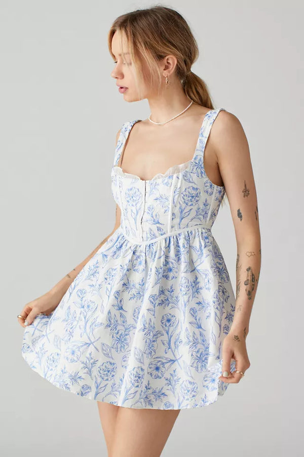 For Love & Lemons - Maisie Linen Floral Mini Dress