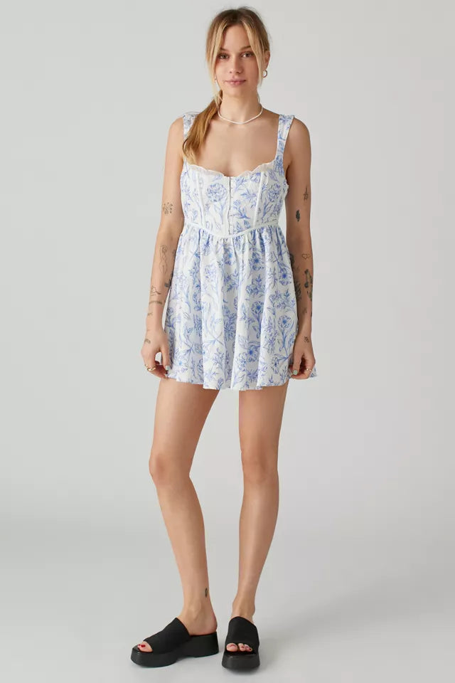 For Love & Lemons - Maisie Linen Floral Mini Dress