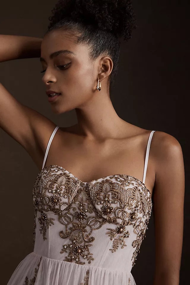 BHLDN - Stargazer Robina Hand-Embroidered Empire-Waist Sweetheart Corset Gown